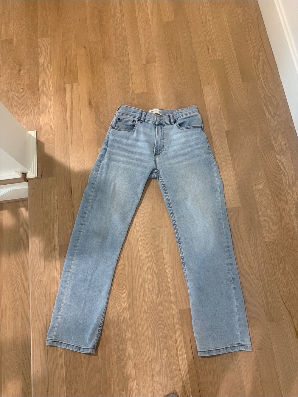 Light Blue Boys Abercrombie Straight-Leg Jeans